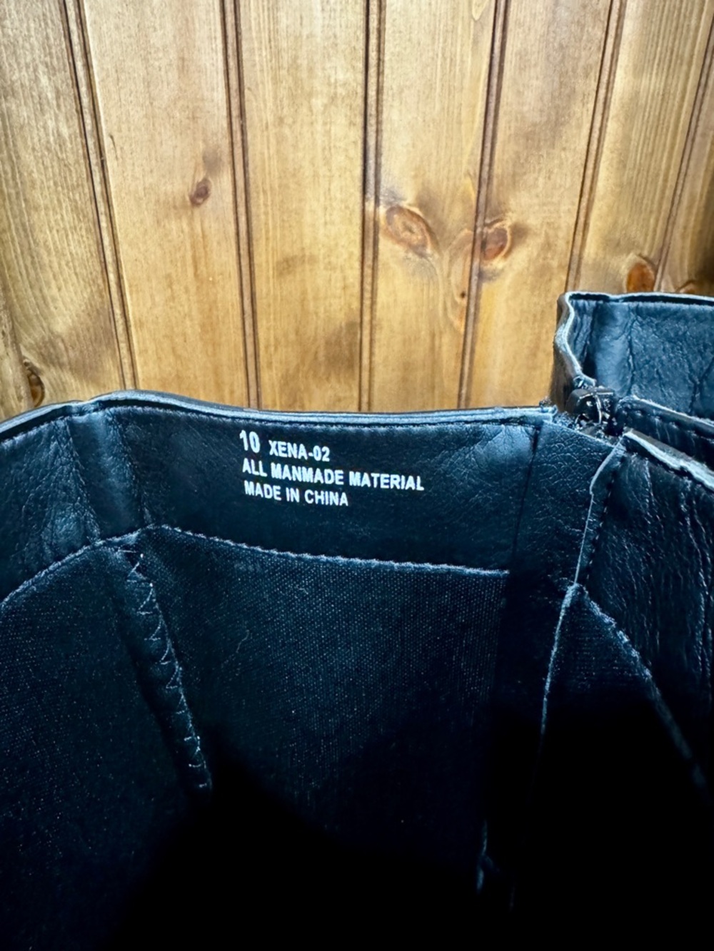 Women's Black Tall Riding Boots with Gold Buckle Detail and side zipper - Picture 5 of 6
